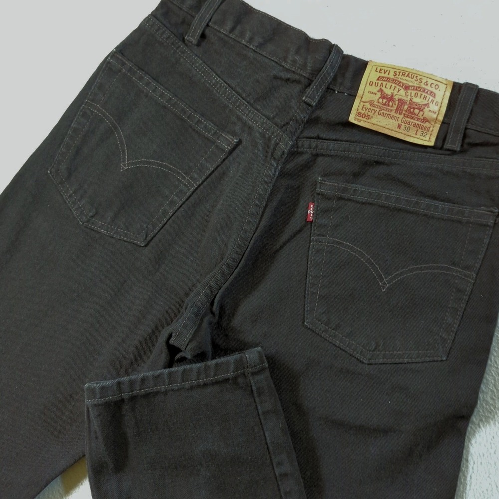 Levis 505 Regular Fit Jeans Mens 30x32 Black Straight Leg Denim Y2K Vintage